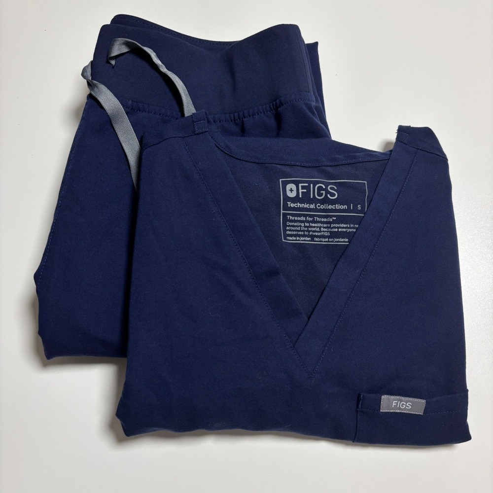 FIGS 2pc Scrub Set Catarina Top Small /  Livingston Pants Small - Navy Blue